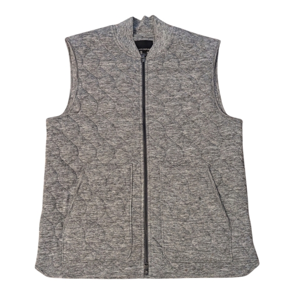 Banana Republic Other - Banana Republic Quilted Brush Gray Heathered Zip Front Vest Pockets Men's Large